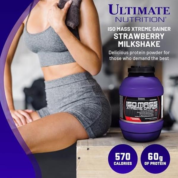 Ultimate Nutrition ISO Mass Xtreme Gainer: Ganador de masa muscular de alto contenido calórico con creatina y proteína de suero en polvo para ganar peso, masa muscular magra y volu