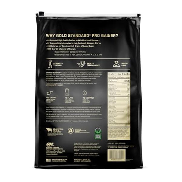 Optimum Nutrition Gold Standard Pro Gainer, proteína en polvo para ganar peso, sabor vainilla, 4.6 kg (el empaque puede variar)