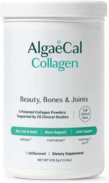 Colágeno ALGAECAL: 4 péptidos con respaldo clínico: VERISOL®, FORTIGEL®, UC-II®, FORTIBONE®, colágeno hidrolizado en polvo antienvejecimiento, 30 porciones, fabricado en EE. UU.