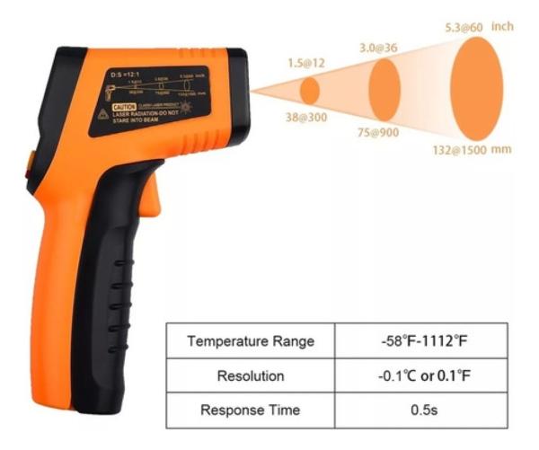 Termómetro Infrarrojo Digital Industrial (-50-600 ºc) Naranja