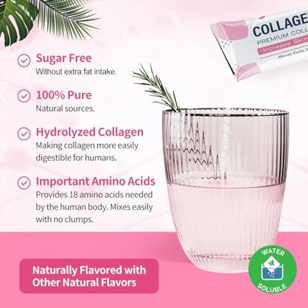 Polvo de péptidos multicolágeno NATURE TARGET (tipos I, II, III, V y X) de absorción mejorada, péptidos de colágeno hidrolizados con prebióticos, sin azúcar, para piel, cabello, uñ