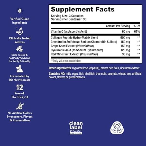 Suplemento para la piel HUM Collagen Love: péptidos de colágeno con ácido hialurónico y vitamina C que reafirman la piel y ayudan a minimizar los signos del envejecimiento. Supleme