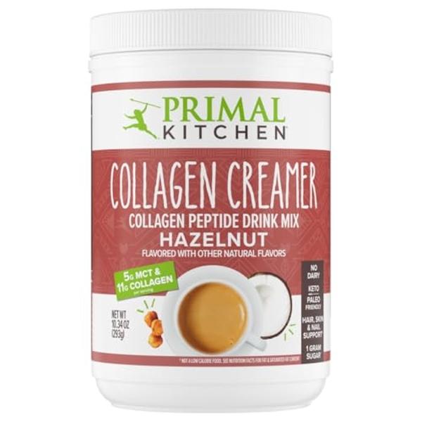 Crema de colágeno en polvo con sabor a avellana de Primal Kitchen, mezcla para bebida de péptidos de colágeno con aceite MCT, 287 g