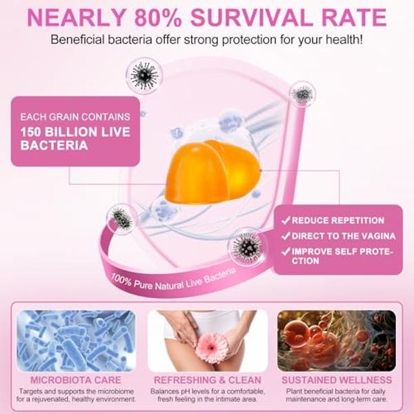 Gomitas femeninas de probióticos vaginales vitales, equilibrio del pH para mujeres, equilibrio femenino, suplemento para la salud vaginal femenina, mejora el sistema inmunitario y 