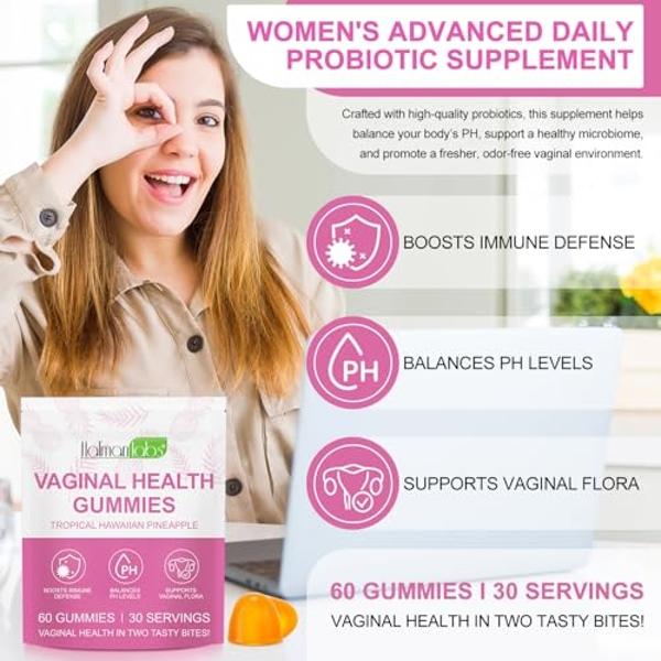 Gomitas femeninas de probióticos vaginales vitales, equilibrio del pH para mujeres, equilibrio femenino, suplemento para la salud vaginal femenina, mejora el sistema inmunitario y 