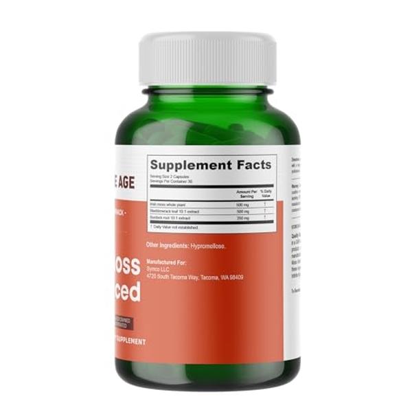 Infinite Age - Paquete de 3 cápsulas de superalimento avanzado de musgo marino de 1250 mg (180 unidades) - Alta potencia, veganas, fabricadas en EE. UU. - Musgo irlandés, fucus, ra