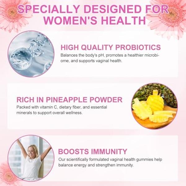 Gomitas femeninas de probióticos vaginales vitales, equilibrio del pH para mujeres, equilibrio femenino, suplemento para la salud vaginal femenina, mejora el sistema inmunitario y 