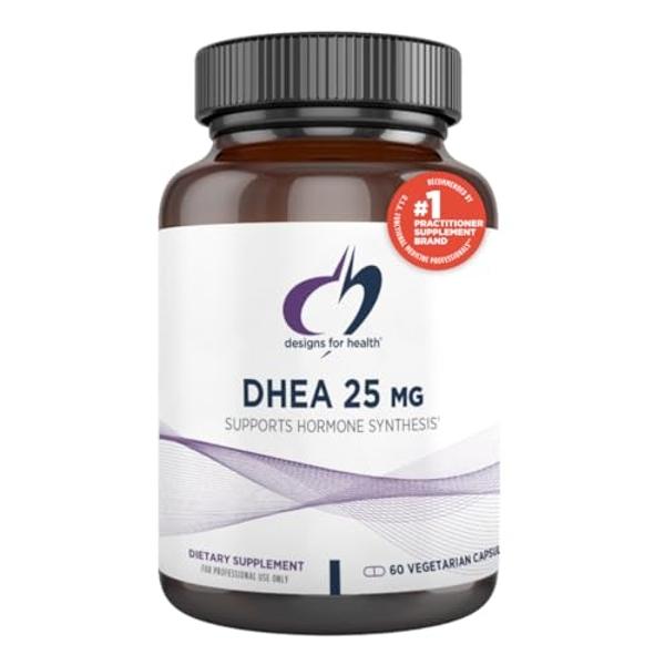 Designs for Health DHEA 25 mg - Suplemento de DHEA para hombres y mujeres - Complemento para un envejecimiento saludable, la integridad muscular, la energía y la síntesis hormonal 