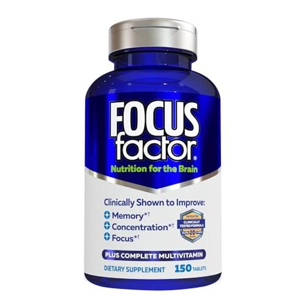 Focus Factor Nutrition para el cerebro: Suplemento para mejorar la memoria y la concentración, 150 unidades, 1 paquete (10407)