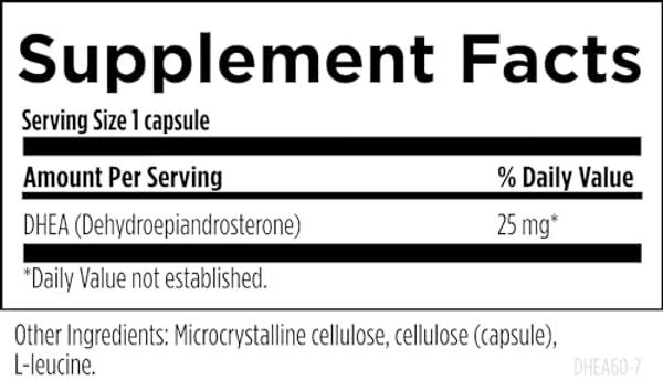 Designs for Health DHEA 25 mg - Suplemento de DHEA para hombres y mujeres - Complemento para un envejecimiento saludable, la integridad muscular, la energía y la síntesis hormonal 