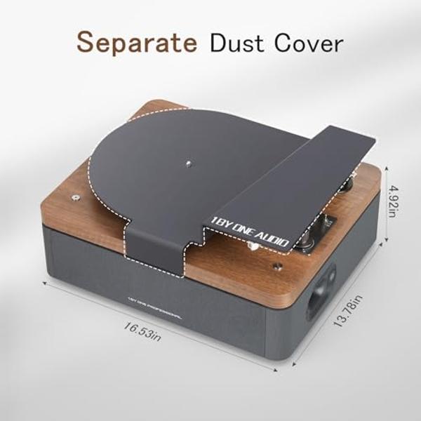 Reproductor de discos de vinilo todo en uno 1 by ONE, tocadiscos Hi-Fi con altavoces integrados, preamplificador de phono, cartucho magnético AT-3600L, transmisión por correa, 2 ve