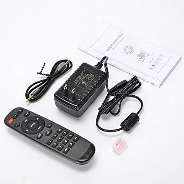 Tocadiscos de vinilo de madera con gramófono y sistema de control de altavoces, 33/45 RPM, FM, AUX, salida USB, Bluetooth 4.2