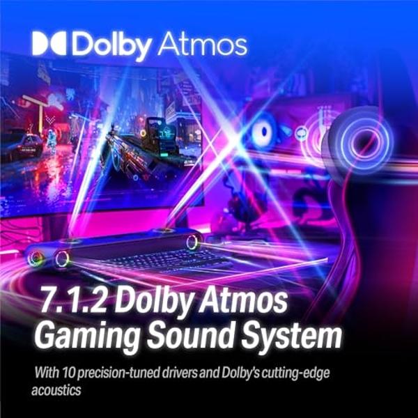 Barra de sonido Sennheiser AMBEO Plus para TV y música con sonido envolvente 3D, configuración de altavoces virtuales 7.1.4, subwoofers duales integrados, conectividad de transmisi