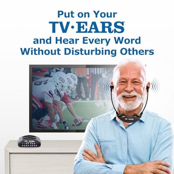 Sistema de auriculares inalámbricos digitales TV Ears: control de volumen personalizado, de bajo a alto, compatible con la mayoría de las marcas de televisores, ideal para personas