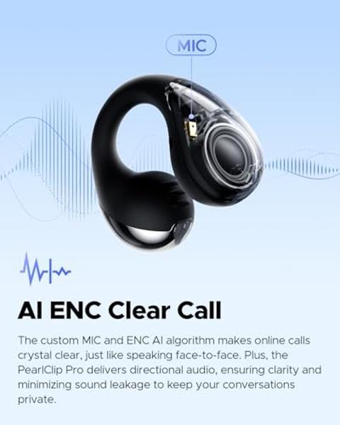SoundPEATS PearlClip Pro Ear - Auriculares inalámbricos ultra abiertos con Bluetooth 5.4, con clip y micrófono, resistencia al agua IPX5, 24 horas de reproducción para correr, anda