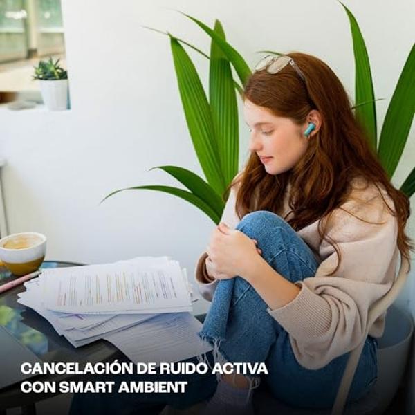 JBL Vibe Beam 2 - Audífonos inalámbricos con cancelación de ruido, graves puros y tecnología ambiental inteligente, 4 micrófonos para llamadas nítidas y claras, hasta 40 horas de r