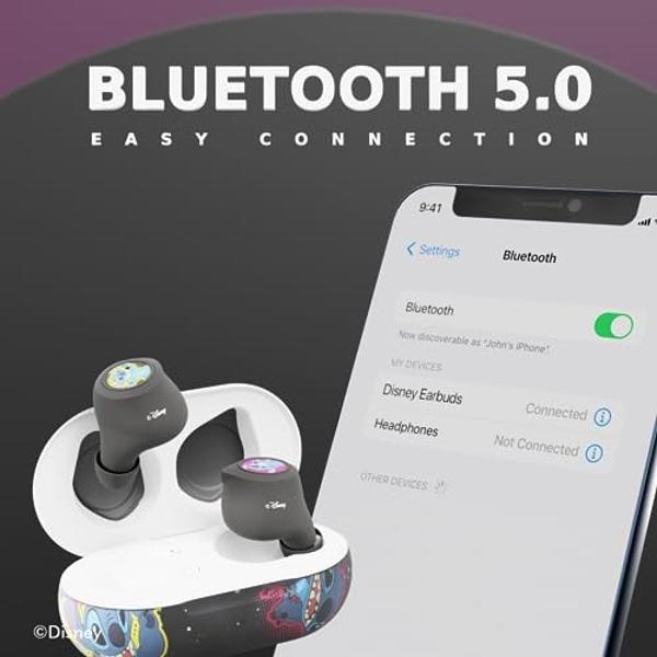 Auriculares Bluetooth de Disney Lilo y Stitch con estuche de carga - Auriculares inalámbricos con micrófono integrado + Hasta 30 horas de reproducción - Regalos de Lilo y Stitch pa
