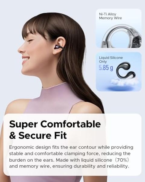SoundPEATS PearlClip Pro Ear - Auriculares inalámbricos ultra abiertos con Bluetooth 5.4, con clip y micrófono, resistencia al agua IPX5, 24 horas de reproducción para correr, anda