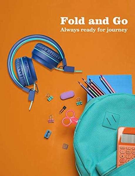 Auriculares Bluetooth para niños iClever BTH03, luces LED de colores, 35 h de autonomía, Bluetooth 5.4, carga rápida tipo C, volumen seguro, micrófono estéreo, auriculares inalámbr