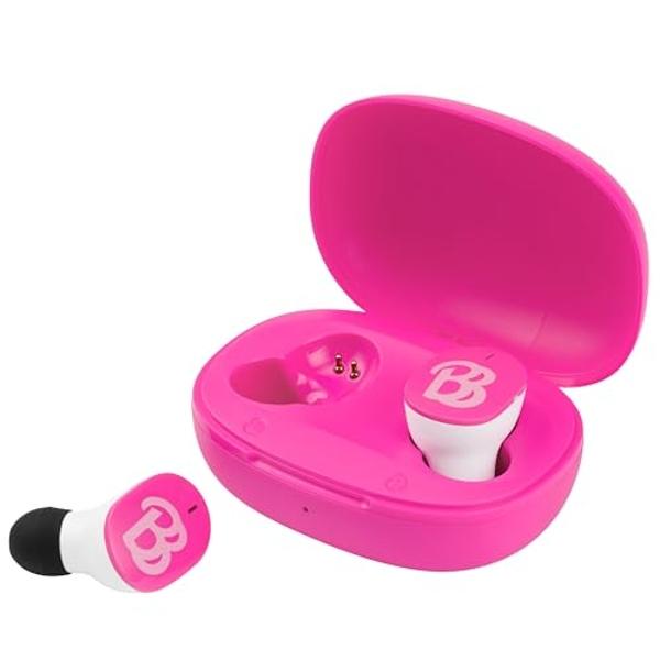 Auriculares inalámbricos Barbie con micrófono, Bluetooth y estuche de carga, ideales para la escuela, el hogar o viajes.