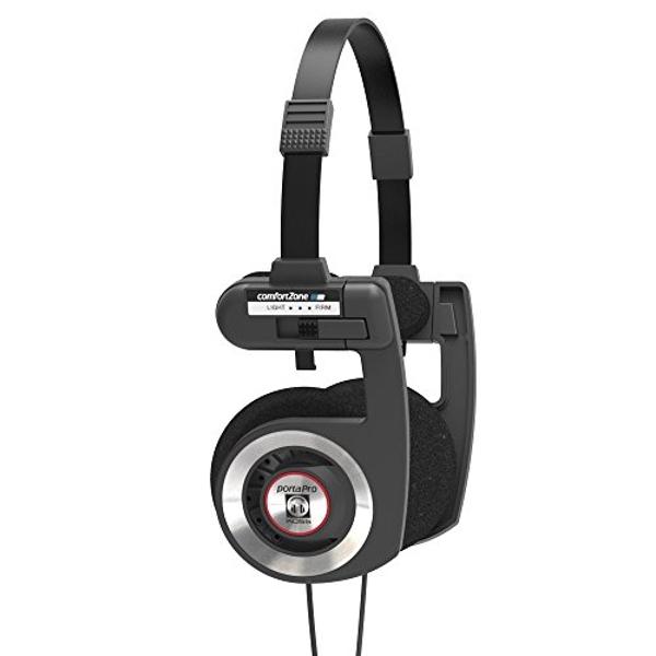 Auriculares supraurales Koss Porta Pro Black, estilo retro, diseño plegable, incluye estuche, color negro
