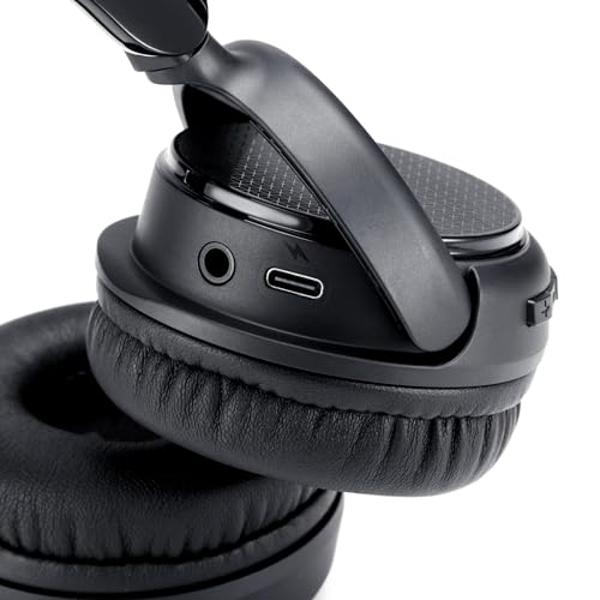 Auriculares Bluetooth Amazon Basics con micrófono, inalámbricos, supraaurales, 35 horas de reproducción, plegables, talla única, negros