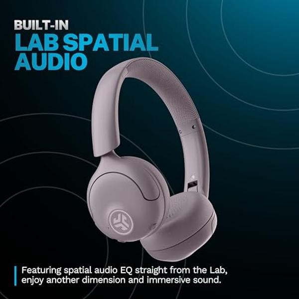 Auriculares inalámbricos JLab Go Lux ANC, color malva, con cancelación activa de ruido híbrida, supraaurales premium con Bluetooth, sonido personalizable, modo Be Aware, comodidad 