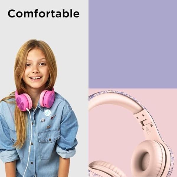 Auriculares con cable LilGadgets Connect+ Pro para niños, para la escuela, con micrófono, reducción de volumen y ruido, supraaurales con cable, tecnología SharePort y acolchado sua