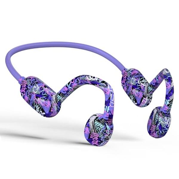 Auriculares para niños Mehomeli, Bluetooth 5.2, conducción aérea, abiertos, con limitación de volumen de 85 dB, sonido estéreo con micrófono, resistencia al agua IPX5, 20 horas de 