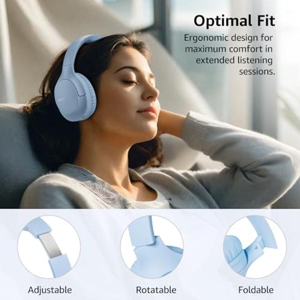 Auriculares supraaurales TOZO Bluetooth 5.4, micrófono con cancelación de ruido para llamadas ENC, auriculares inalámbricos plegables, 70 horas de reproducción, graves profundos, e