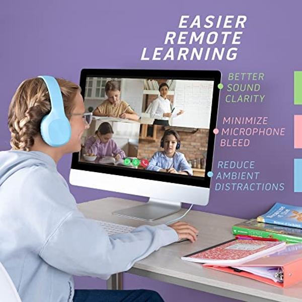 Auriculares escolares Sonitum Bulk para niños con micrófono - Pack de 5 auriculares supraaurales con cable de 3,5 mm - Cómodos auriculares con cable y micrófonos integrados - Auric