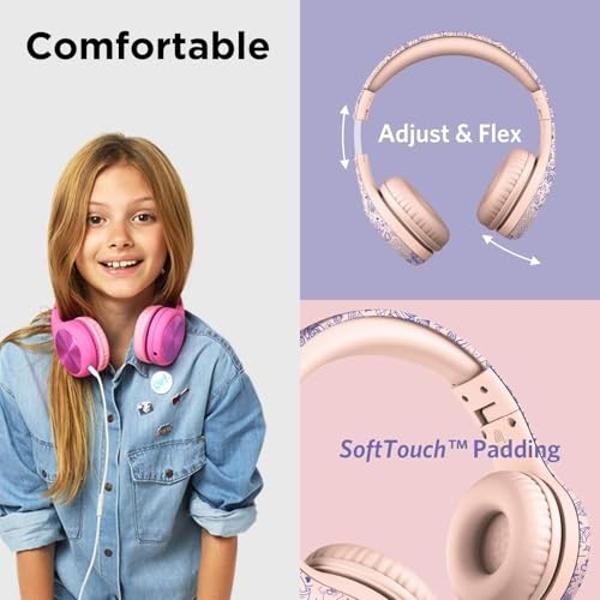 Auriculares con cable LilGadgets Connect+ Pro para niños, para la escuela, con micrófono, reducción de volumen y ruido, supraaurales con cable, tecnología SharePort y acolchado sua