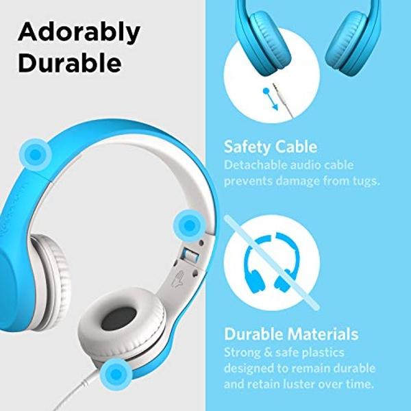 Auriculares con cable LilGadgets Connect+ para niños, para la escuela, con micrófono, limitador de volumen y reducción de ruido, supraaurales con cable, tecnología SharePort y acol
