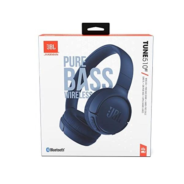 JBL Tune 510BT: Auriculares inalámbricos supraaurales con sonido Purebass - Azul (Renovados)