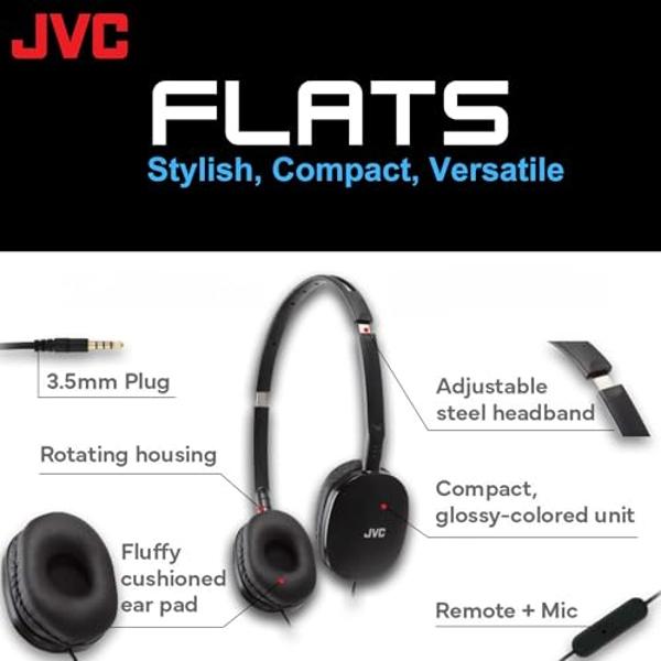 Auriculares supraurales con cable JVC Flats - Diseño plano y plegable - Controlador de 30 mm para un sonido potente - Almohadillas suaves para mayor comodidad - Diadema de acero - 