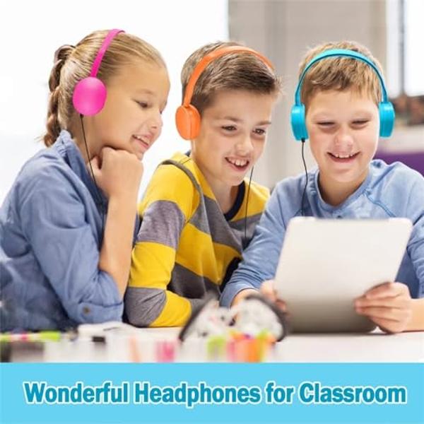 Auriculares POWMEE M2 para niños, con cable, plegables, ajustables, estéreo, antienredos, con conector de 3,5 mm, supraaurales, para niños, adolescentes, niñas, escuela, Kindle, av