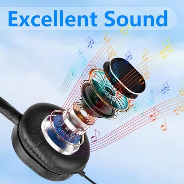 Auriculares POWMEE M2 para niños, con cable, plegables, ajustables, estéreo, antienredos, con conector de 3,5 mm, supraaurales, para niños, adolescentes, niñas, escuela, Kindle, av