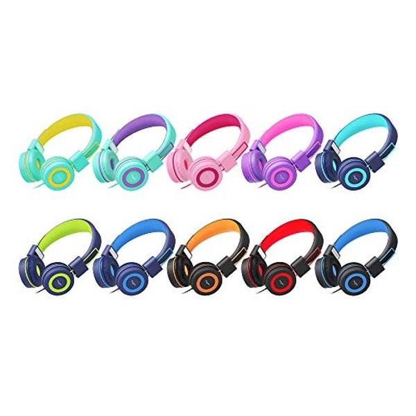 Auriculares ELECDER i37 para niños, niñas, niños y adolescentes, plegables y ajustables, con conector de 3,5 mm, compatibles con teléfonos móviles, ordenadores, MP3/4, Kindle, tabl