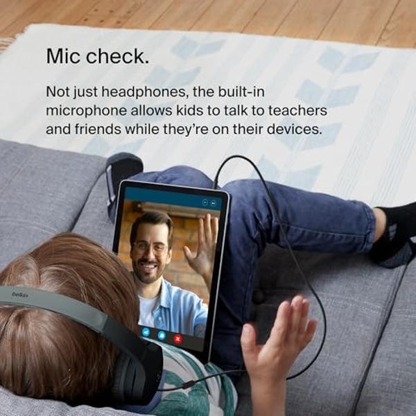 Auriculares con cable LilGadgets Connect+ Pro para niños, para la escuela, con micrófono, limitador de volumen y reducción de ruido, supraaurales con cable, tecnología SharePort y 