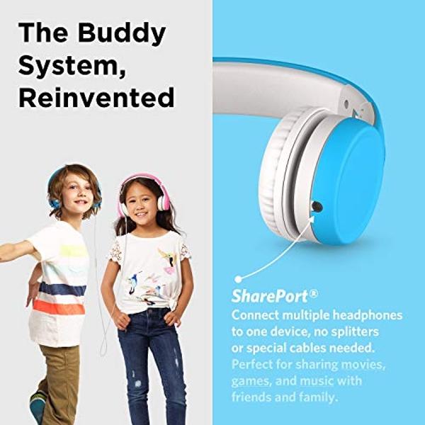 Auriculares con cable LilGadgets Connect+ para niños, para la escuela, con micrófono, limitador de volumen y reducción de ruido, supraaurales con cable, tecnología SharePort y acol
