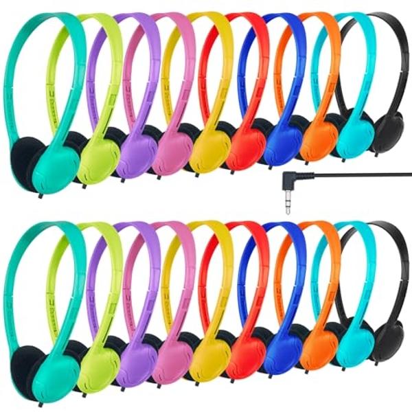 ZNXZXP - Juego de 30 auriculares para niños, estudiantes, escuela, aula, auriculares supraaurales ajustables con conector de 3,5 mm para biblioteca, niños, adultos, oficina, regalo