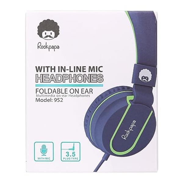 Auriculares con cable Rockpapa 950 para niños, niñas y niños, para aulas escolares, con micrófono, supraaurales, plegables, con conector de 3,5 mm, para portátiles, tabletas y Chro
