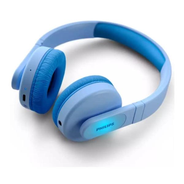 Auriculares inalámbricos PHILIPS K4206 para niños, supraaurales con Bluetooth, escucha segura, aplicación de control parental, paneles iluminados, controladores de 32 mm, sonido de