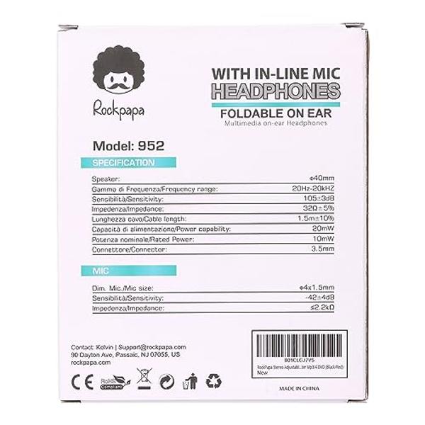 Auriculares con cable Rockpapa 950 para niños, niñas y niños, para aulas escolares, con micrófono, supraaurales, plegables, con conector de 3,5 mm, para portátiles, tabletas y Chro
