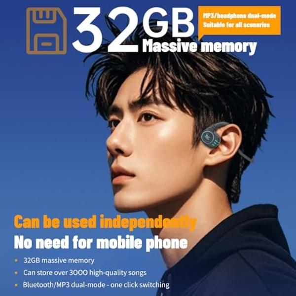 Auriculares de natación de conducción ósea, IP68, resistentes al agua, con reproductor MP3 integrado y memoria de 32 GB, auriculares para natación subacuática, auriculares inalámbr