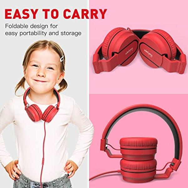 Auriculares con cable Rockpapa 950 para niños, niñas y niños, para aulas escolares, con micrófono, supraaurales, plegables, con conector de 3,5 mm, para portátiles, tabletas y Chro
