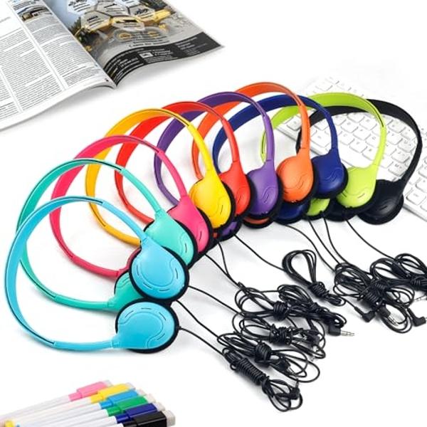 ZNXZXP - Juego de 30 auriculares para niños, estudiantes, escuela, aula, auriculares supraaurales ajustables con conector de 3,5 mm para biblioteca, niños, adultos, oficina, regalo