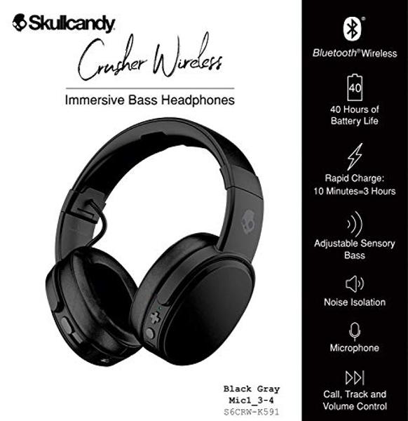 Audífonos inalámbricos Skullcandy Crusher Bluetooth con micrófono - Negro - (Renovados)
