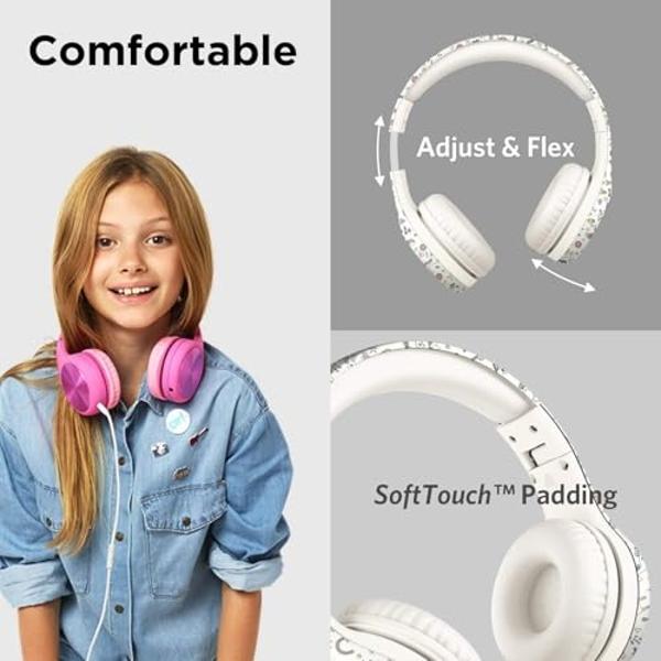 Auriculares con cable LilGadgets Connect+ para niños, con micrófono, supraaurales con reducción de ruido y volumen, tecnología SharePort y acolchado suave al tacto. Auriculares con