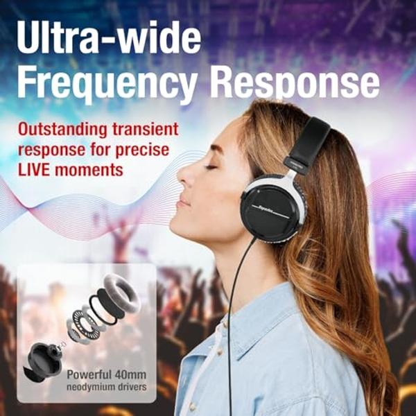 Superlux HD 660PRO, 32 ohmios, auriculares de estudio con cable, auriculares profesionales cerrados con controladores de neodimio de 40 mm y graves potentes, adaptador de jack de 3
